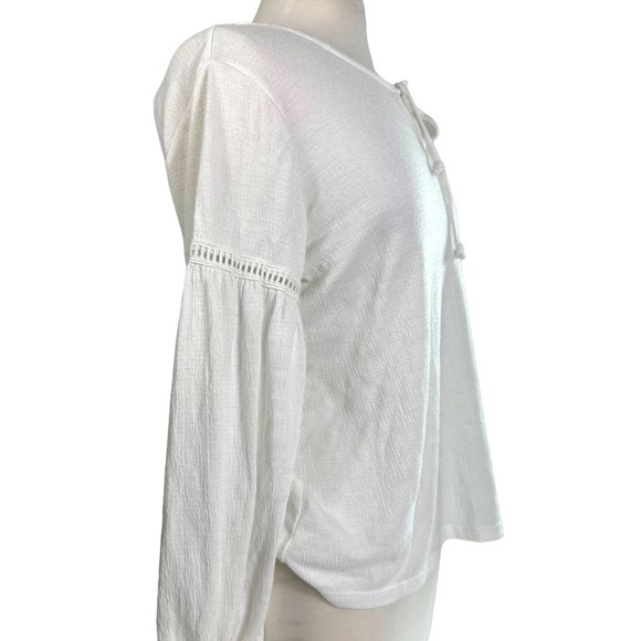 Old Navy Linen White Flowy Shirt Blouse Size L Beach Cover Up Top - Picture 3 of 10